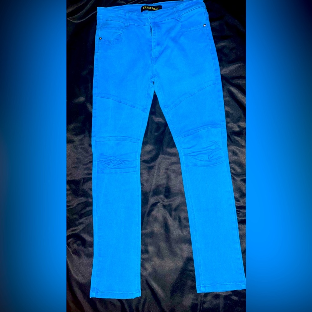 Punk Franky Max Jeans Aqua Distressed Stretch Skinny Leg, City Core
